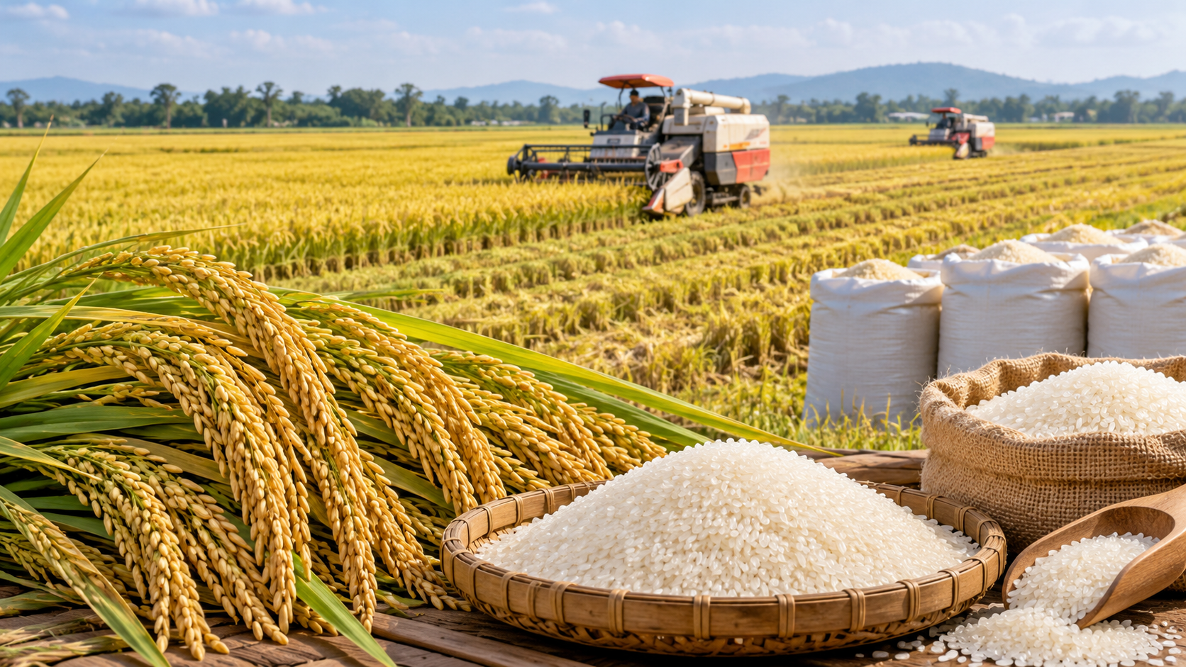 Ảnh minh họa do AI tạo về chuỗi giá trị lúa gạo